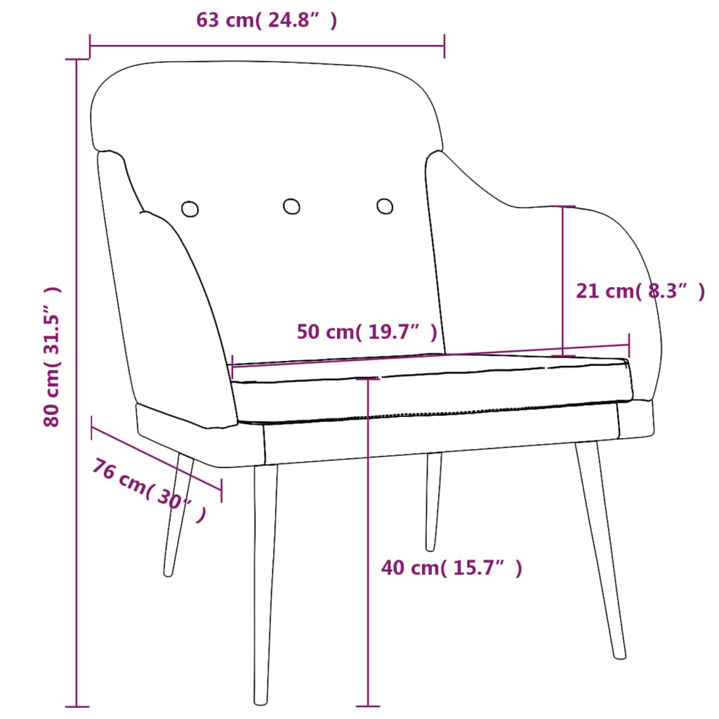 Armchair, burgundy, 63x76x80cm, fabric