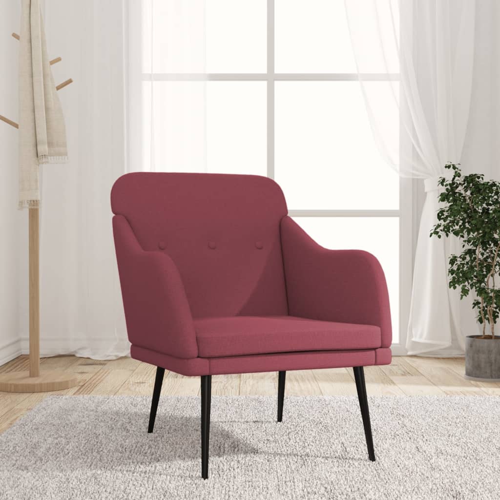 Armchair, burgundy, 63x76x80cm, fabric