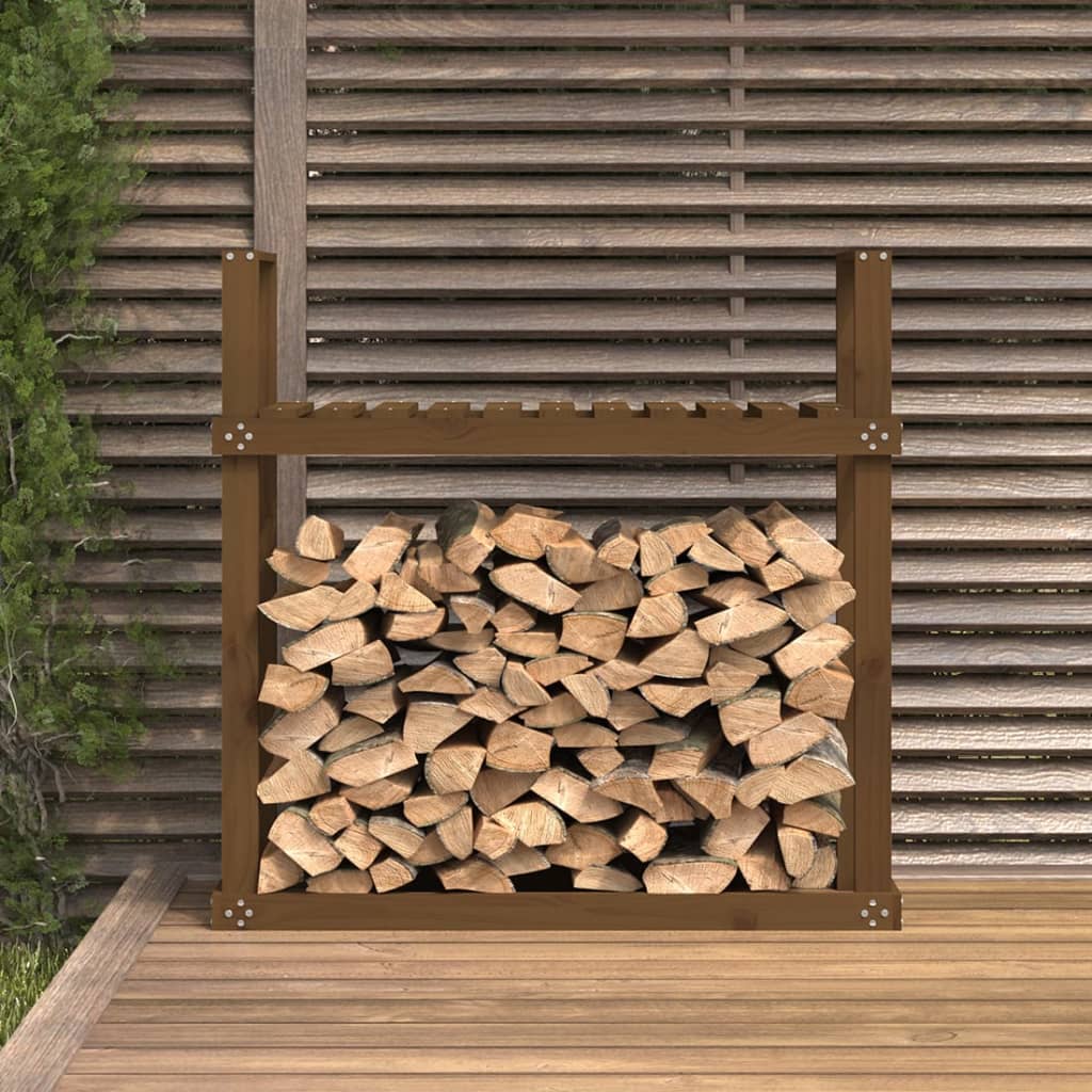 Log holder, honey brown, 110x35x108.5cm, solid pine