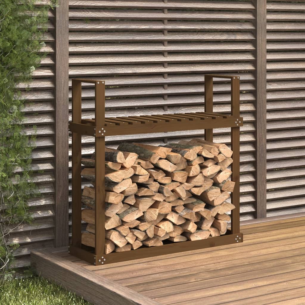 Log holder, honey brown, 110x35x108.5cm, solid pine