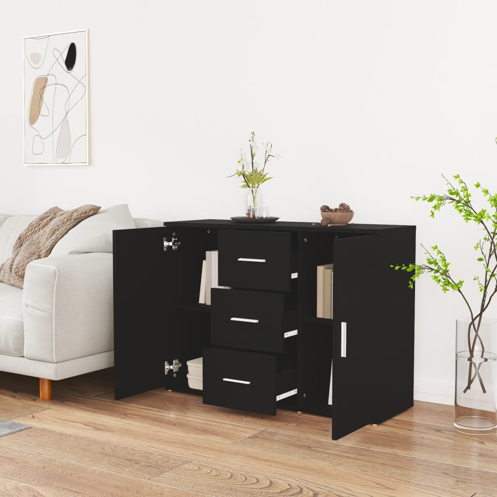 Side cabinet, black, 91x29.5x65cm, engineered wood