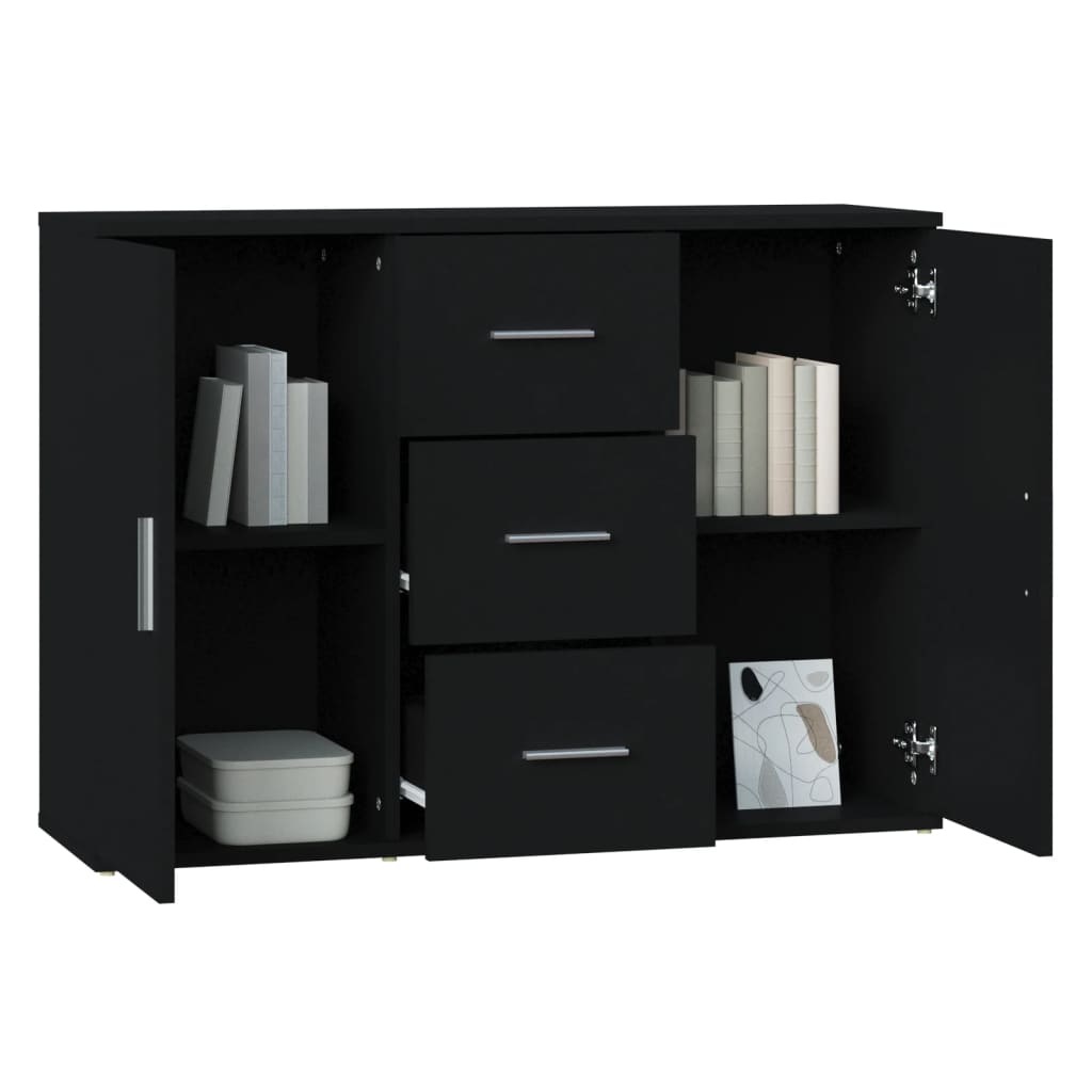 Side cabinet, black, 91x29.5x65cm, engineered wood