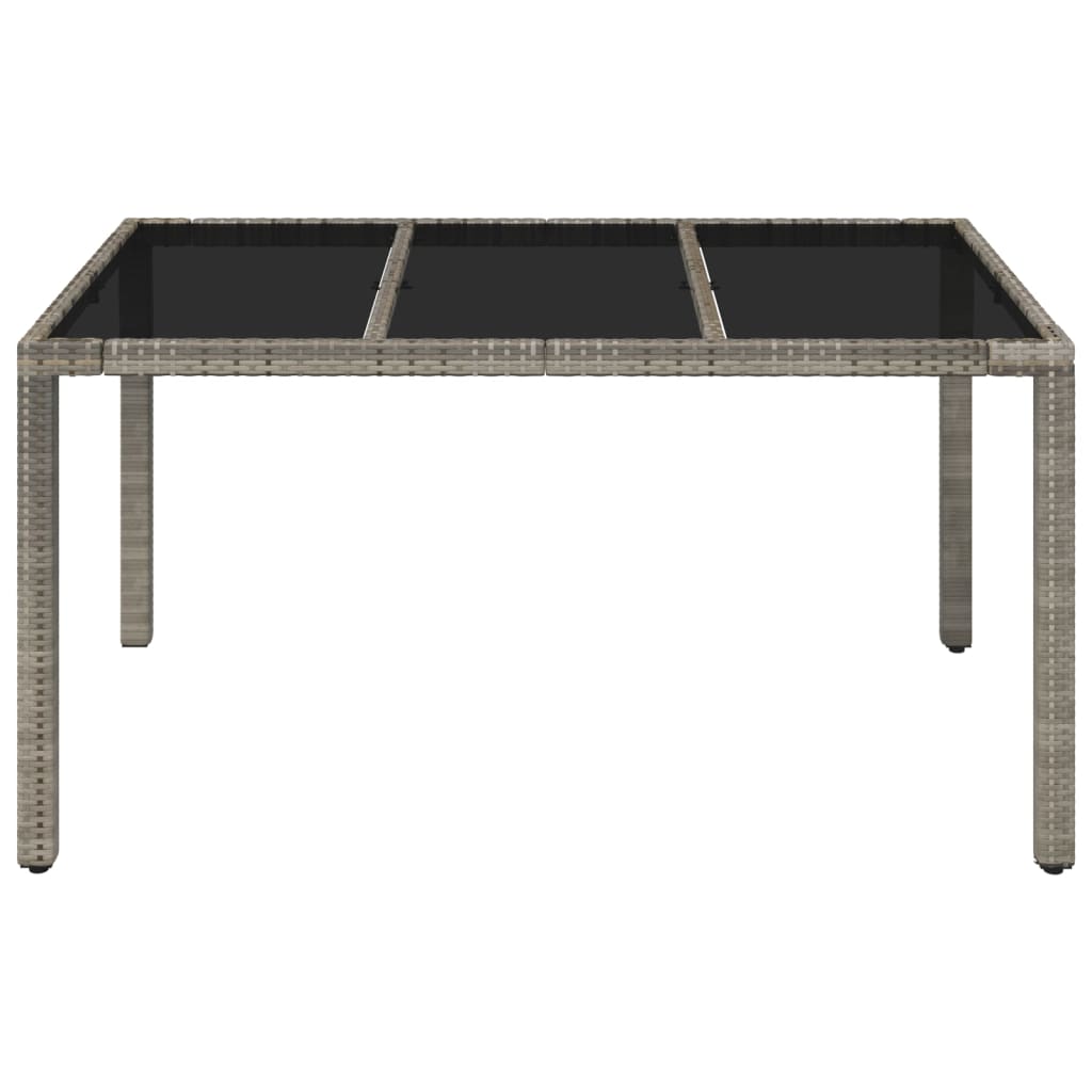 Galds ar stikla virsmu, pelēks, 150x90x75cm, rotangpalma