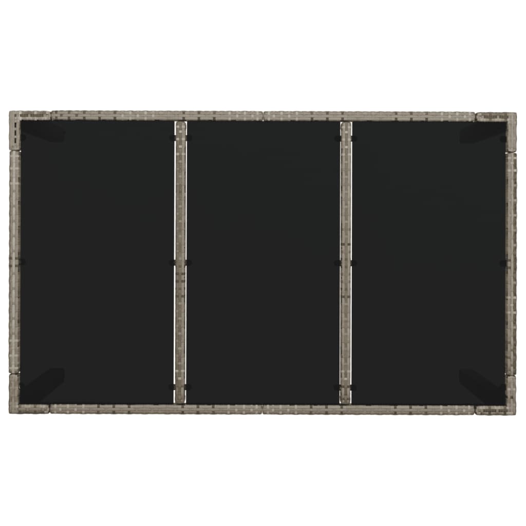 Galds ar stikla virsmu, pelēks, 150x90x75cm, rotangpalma
