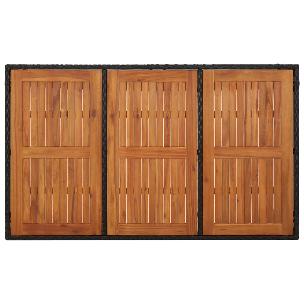 Galds ar koka virsmu, melns, 150x90x75cm, polirotangs