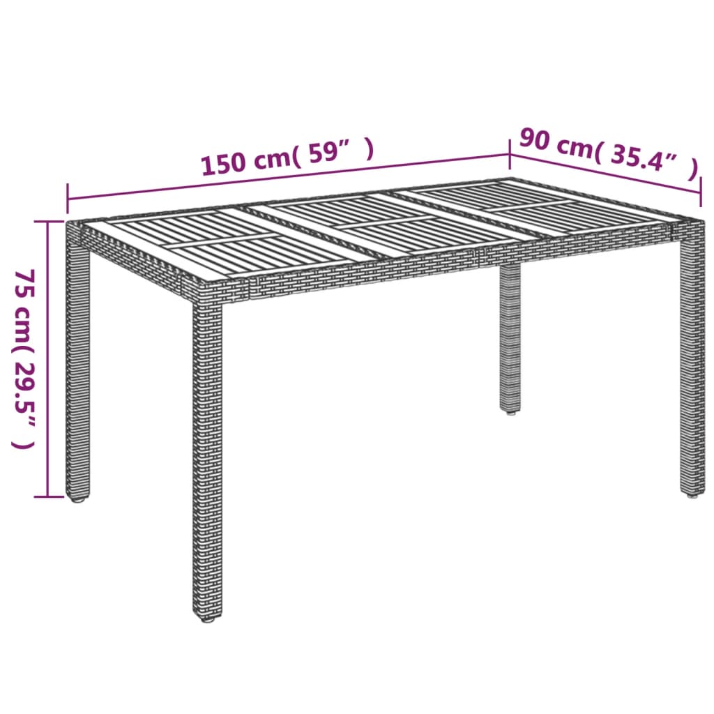 Galds ar koka virsmu, melns, 150x90x75cm, polirotangs