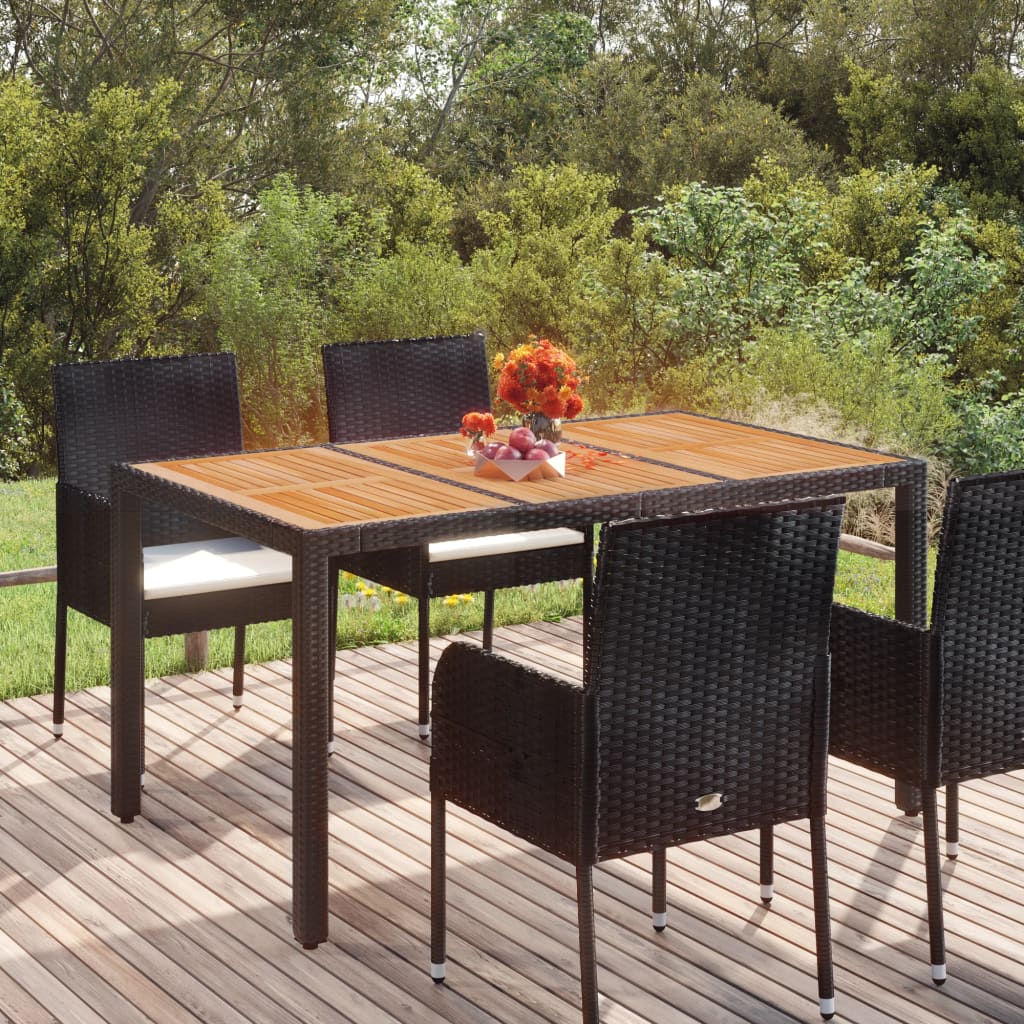 Galds ar koka virsmu, melns, 150x90x75cm, polirotangs