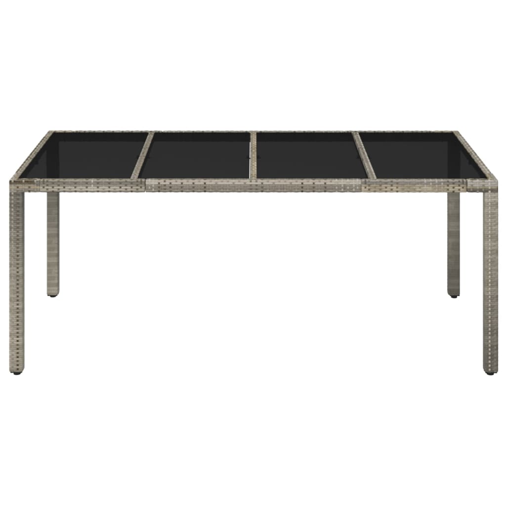 Table with glass top, grey, 190x90x75, polyrattan