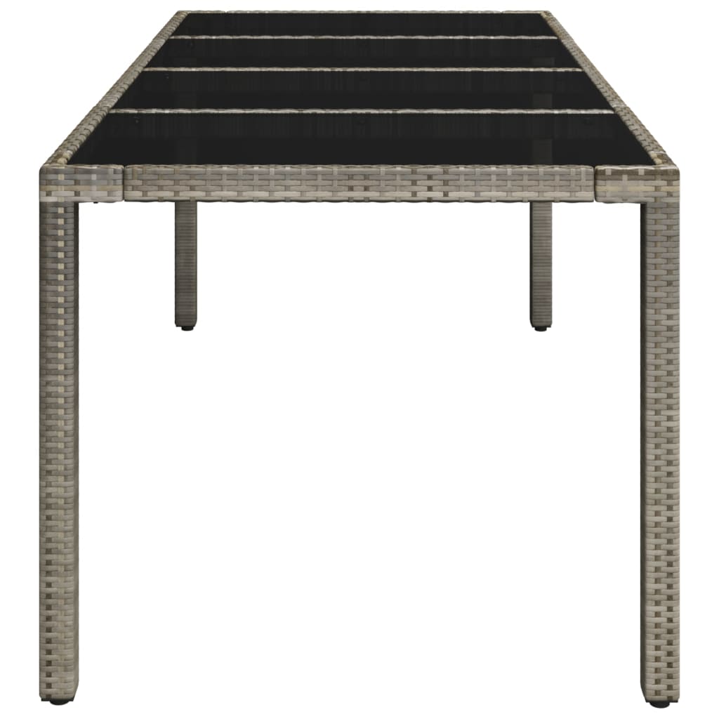 Table with glass top, grey, 190x90x75, polyrattan