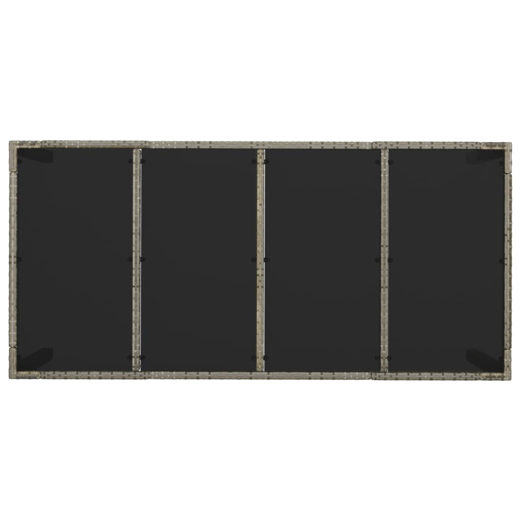 Table with glass top, grey, 190x90x75, polyrattan