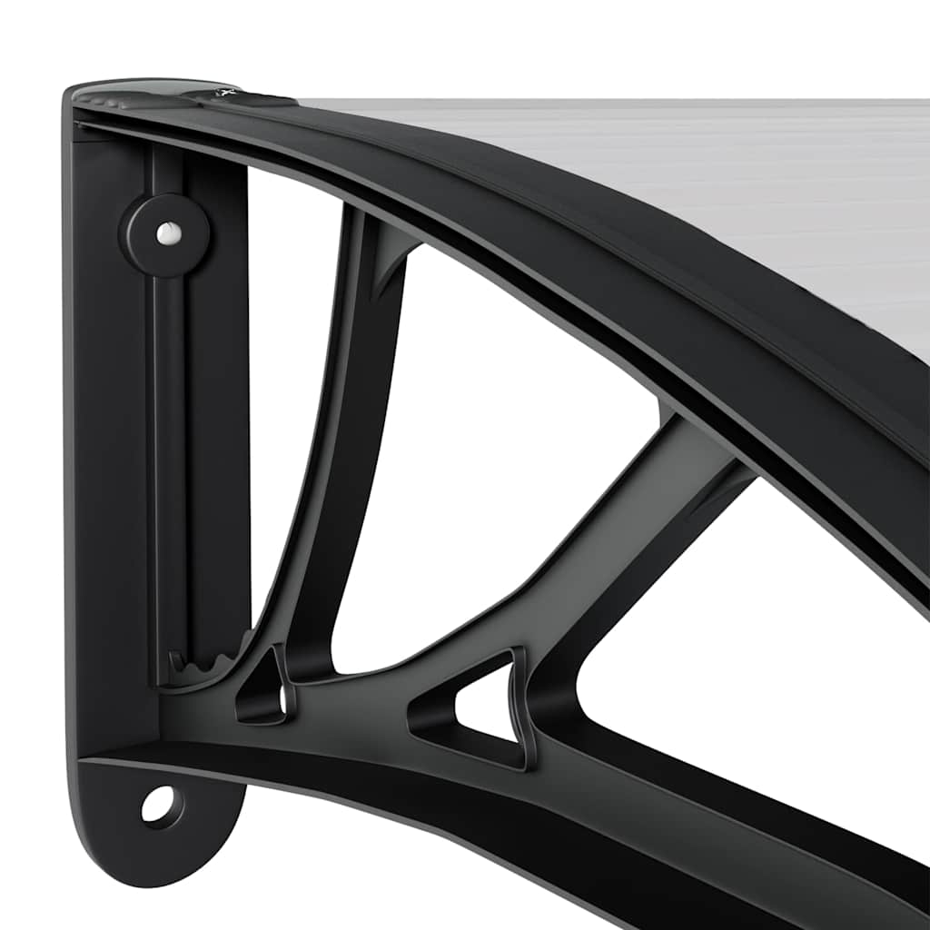 Canopy for doors, black and transparent, 150x75 cm, polycarbonate