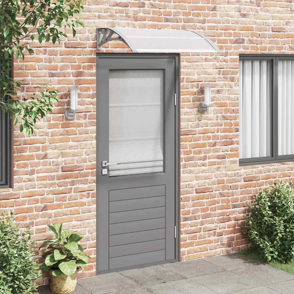 Canopy for doors, grey and clear, 100x75 cm, polycarbonate