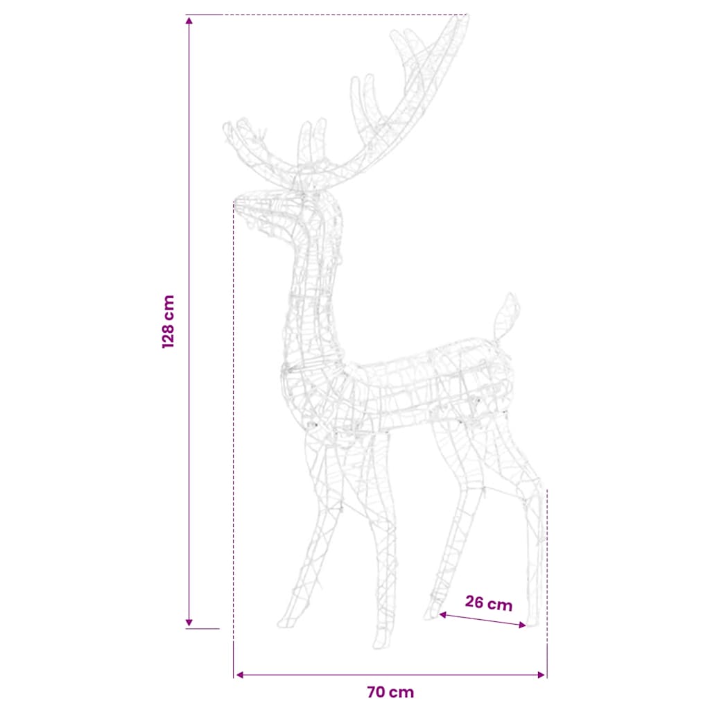 Kalėdinės dekoracijos elniai, 3vnt., spalvoti, 120cm, akrilas