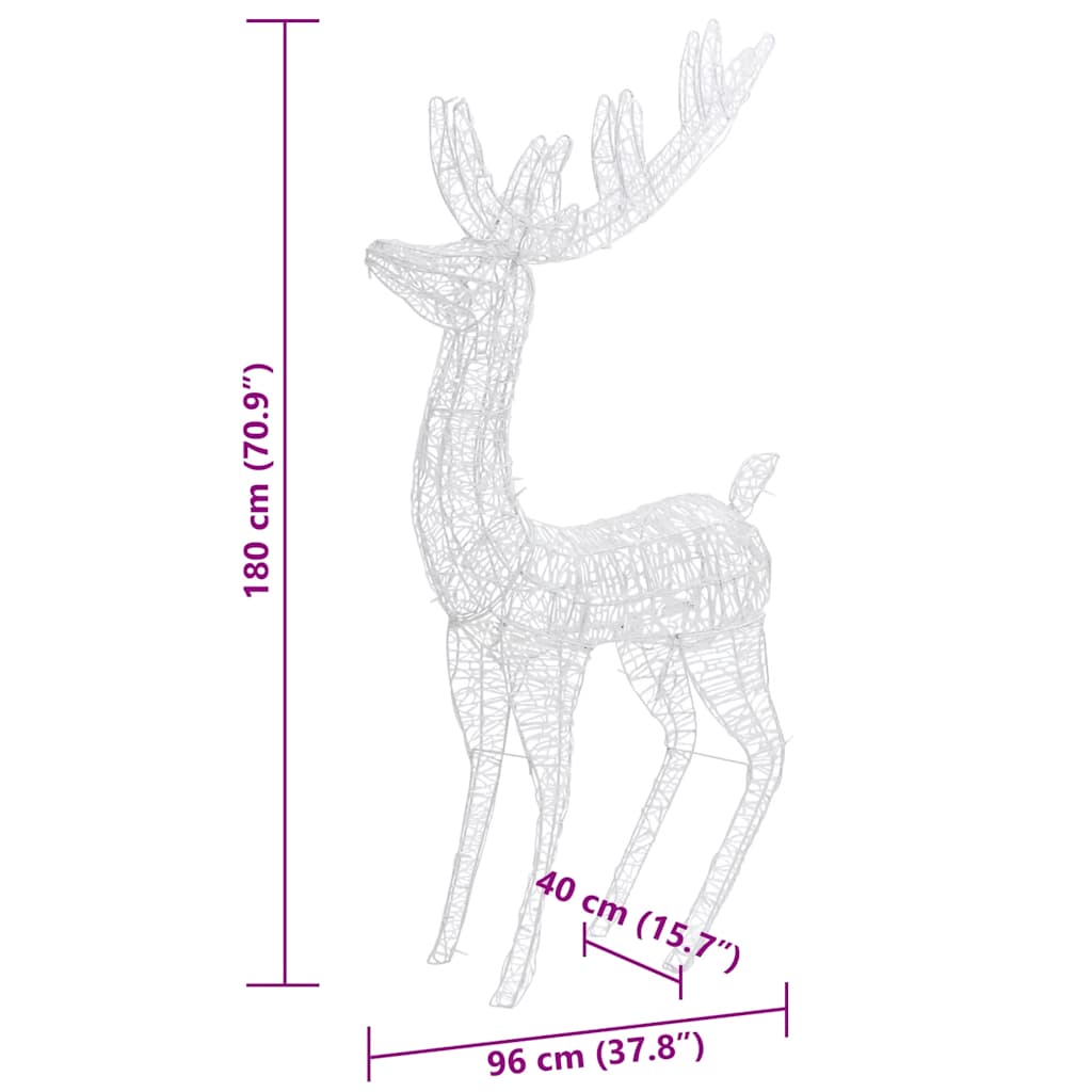 Kalėdinės dekoracijos elniai, 3vnt., 180cm, akrilas, 250 LED