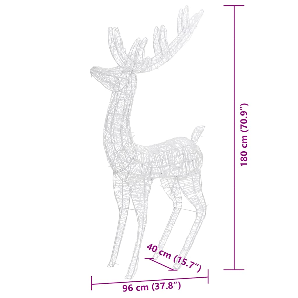 Kalėdinės dekoracijos elniai, 3vnt., 180cm, akrilas, 250 LED