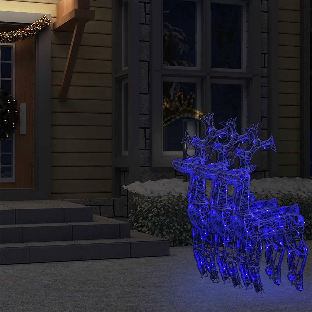 Kalėdų dekoracijos elniai SANTA, 3vnt., 60x16x100cm, akrilas