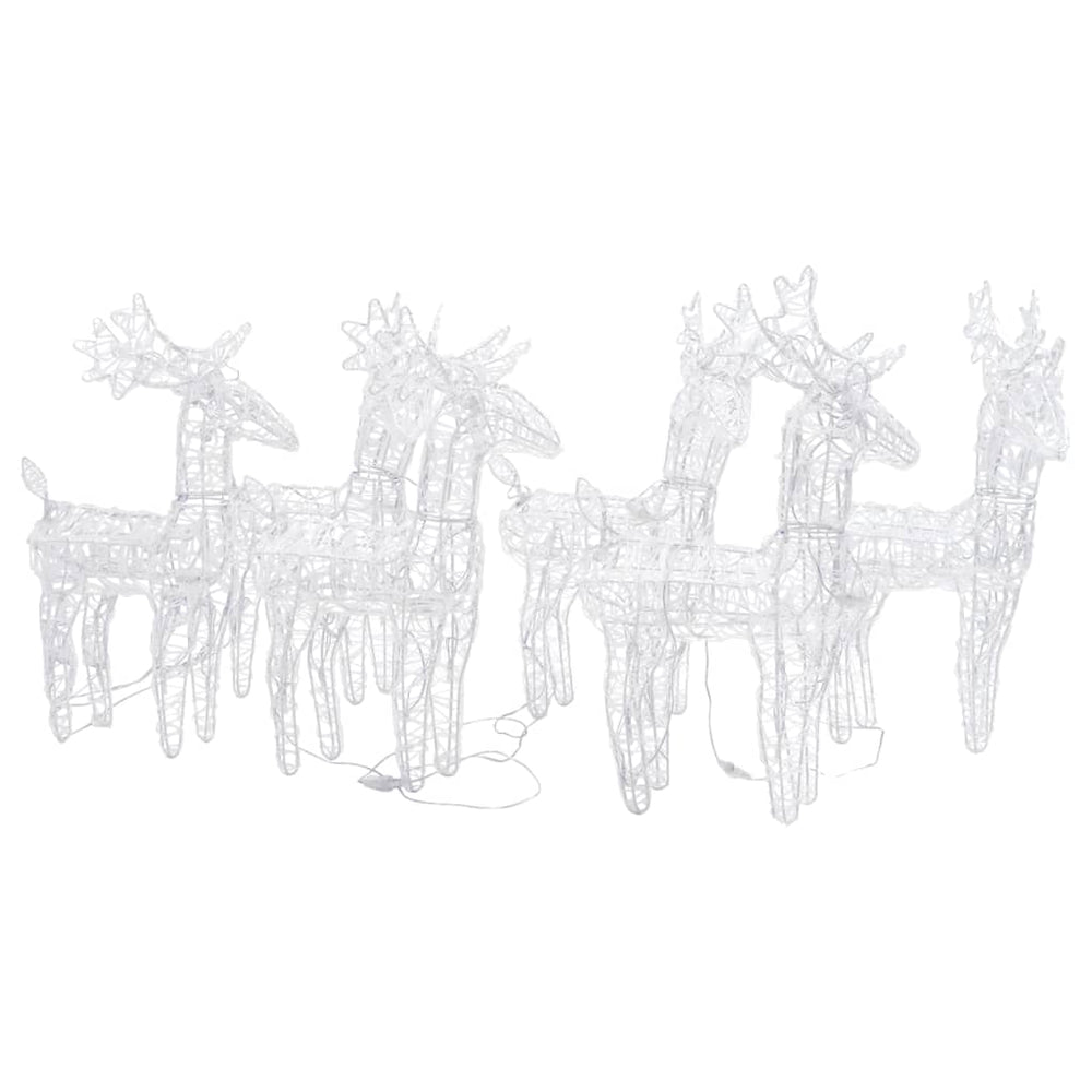 Kalėdiniai elniai MIRACLE, 6vnt., įvairių spalvų, akrilas, 240LED