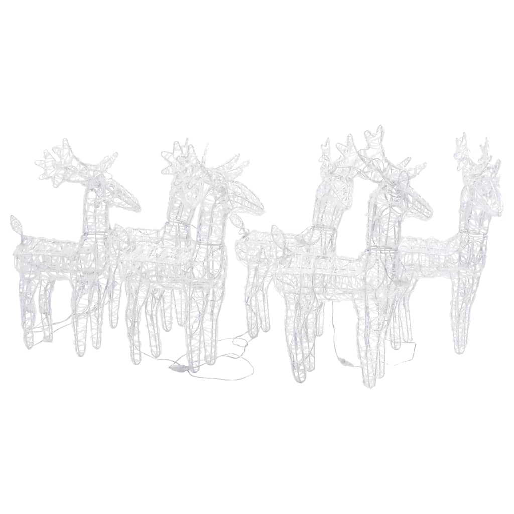 Kalėdiniai elniai MIRACLE, 6vnt., įvairių spalvų, akrilas, 240LED