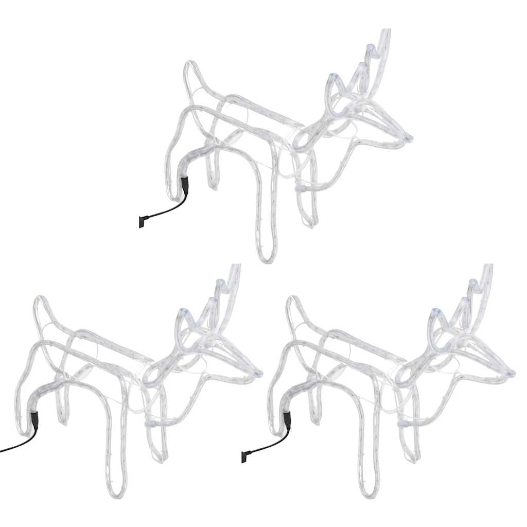 Kalėdinės dekoracijos elniai CRYSTAL, 3vnt., šalti balti, 60x30x60cm