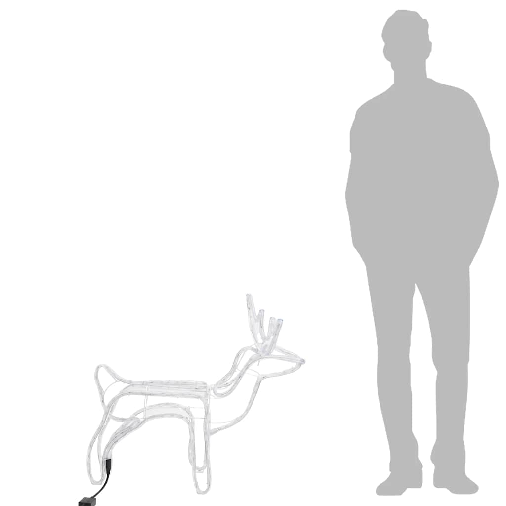 Kalėdinės dekoracijos elniai CRYSTAL, 3vnt., šalti balti, 60x30x60cm