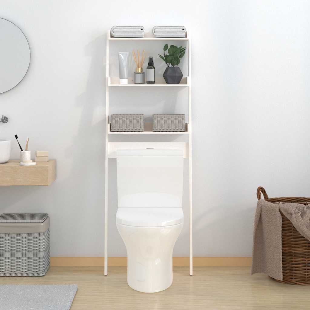 Toilet shelf, white, 63.5x32x179cm, solid pine wood