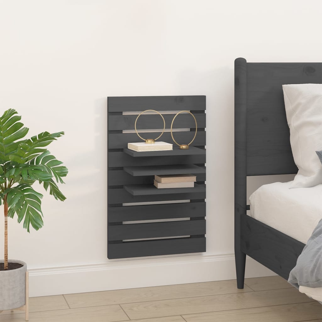 Wall shelves by the bed, 2 pcs., grey, solid pine