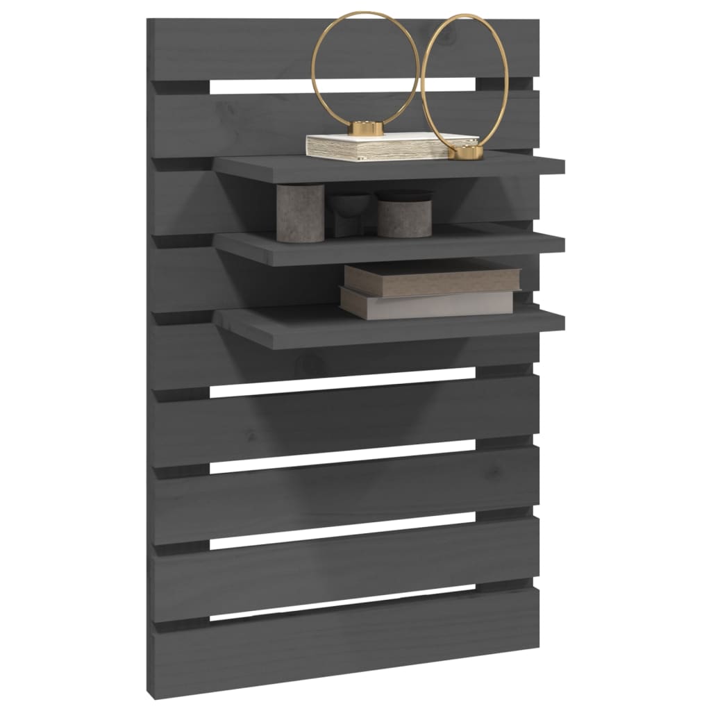 Wall shelves by the bed, 2 pcs., grey, solid pine