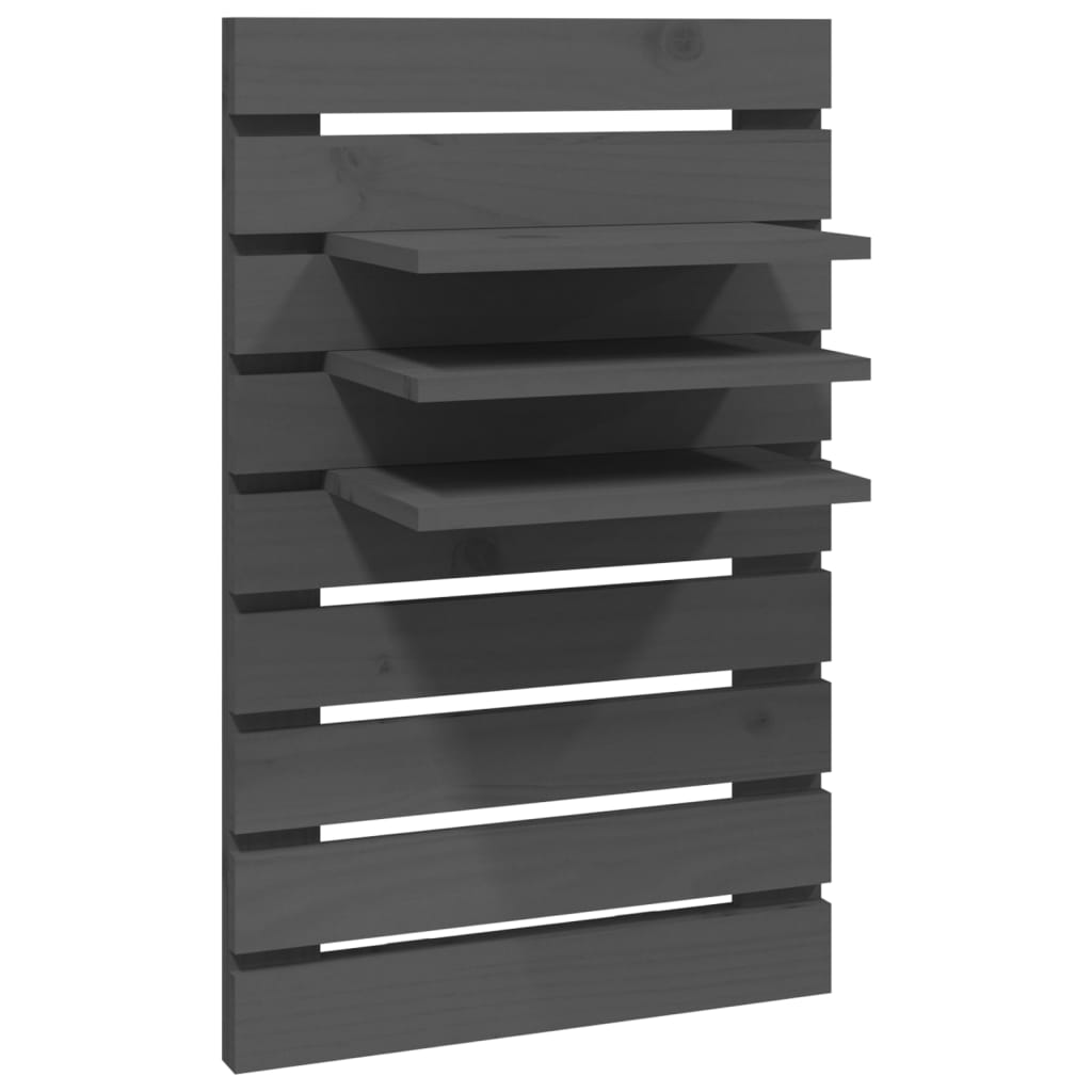 Wall shelves by the bed, 2 pcs., grey, solid pine