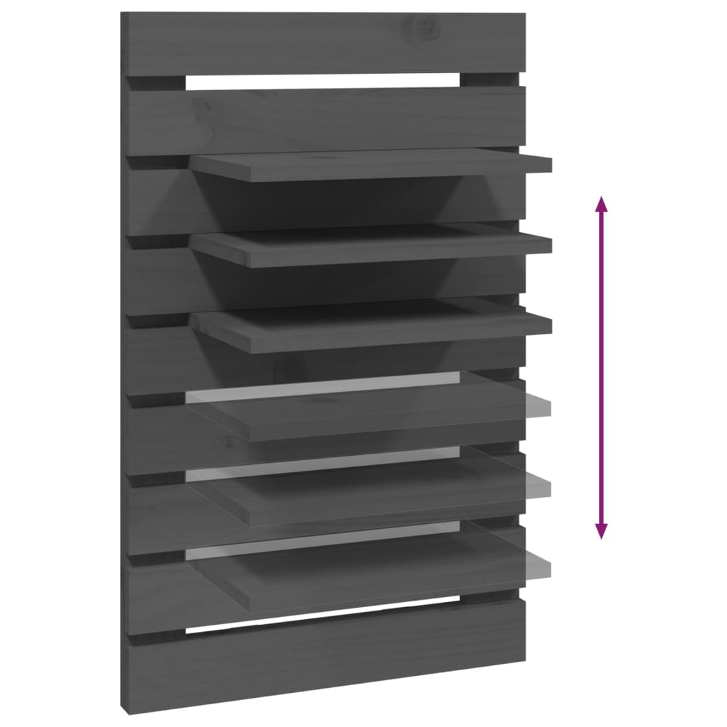 Wall shelves by the bed, 2 pcs., grey, solid pine