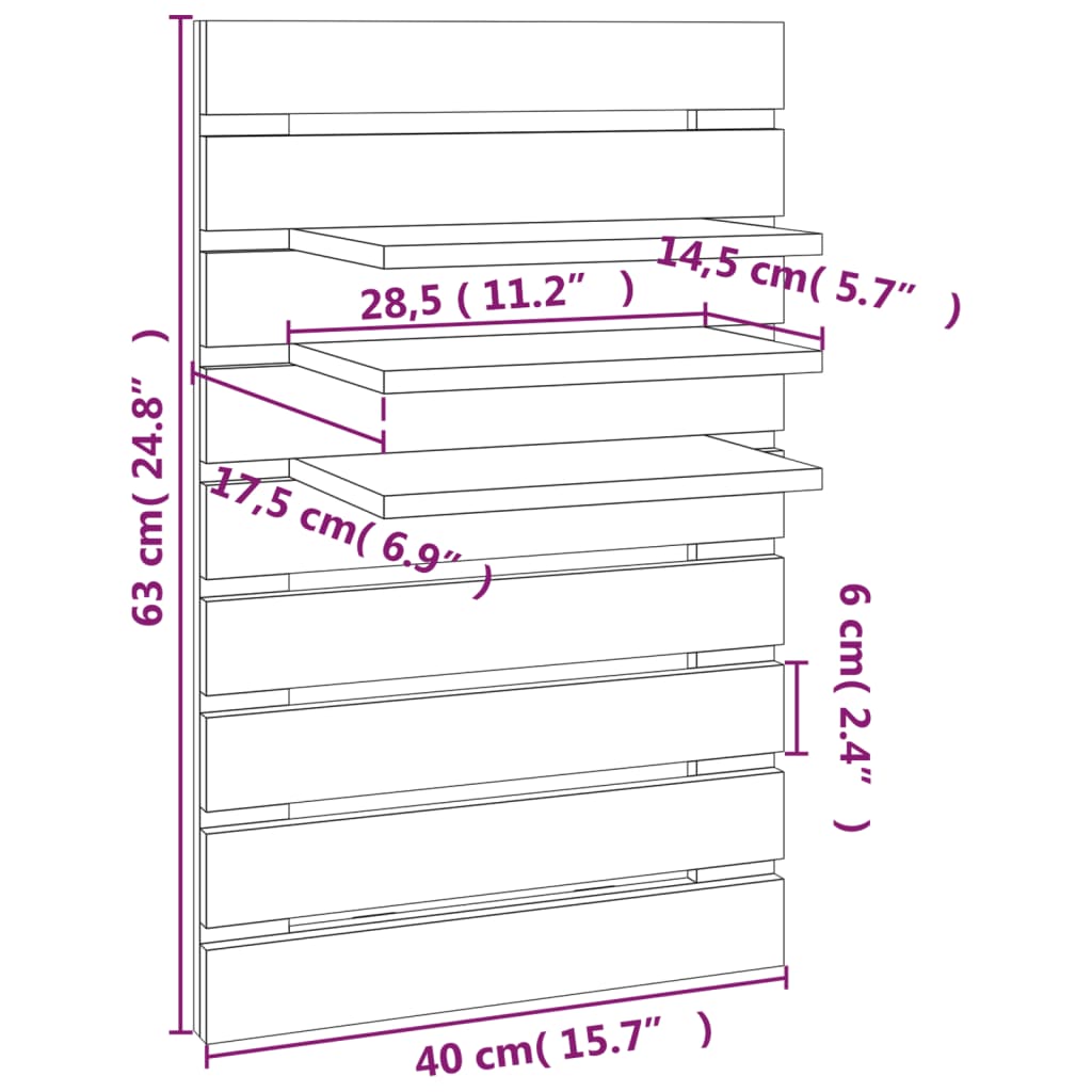 Wall shelves by the bed, 2 pcs., grey, solid pine
