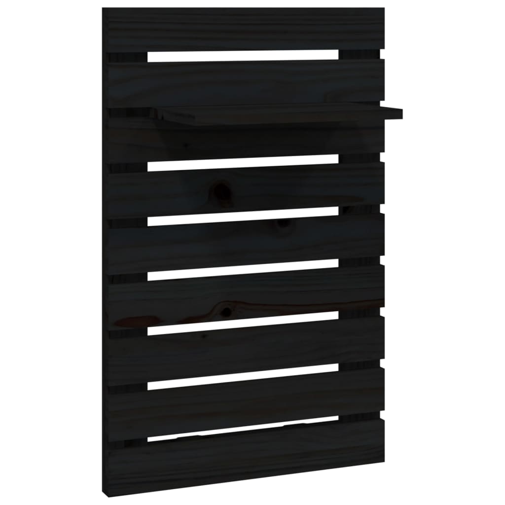 Wall shelves for bedside, 2 pcs, black, solid pine
