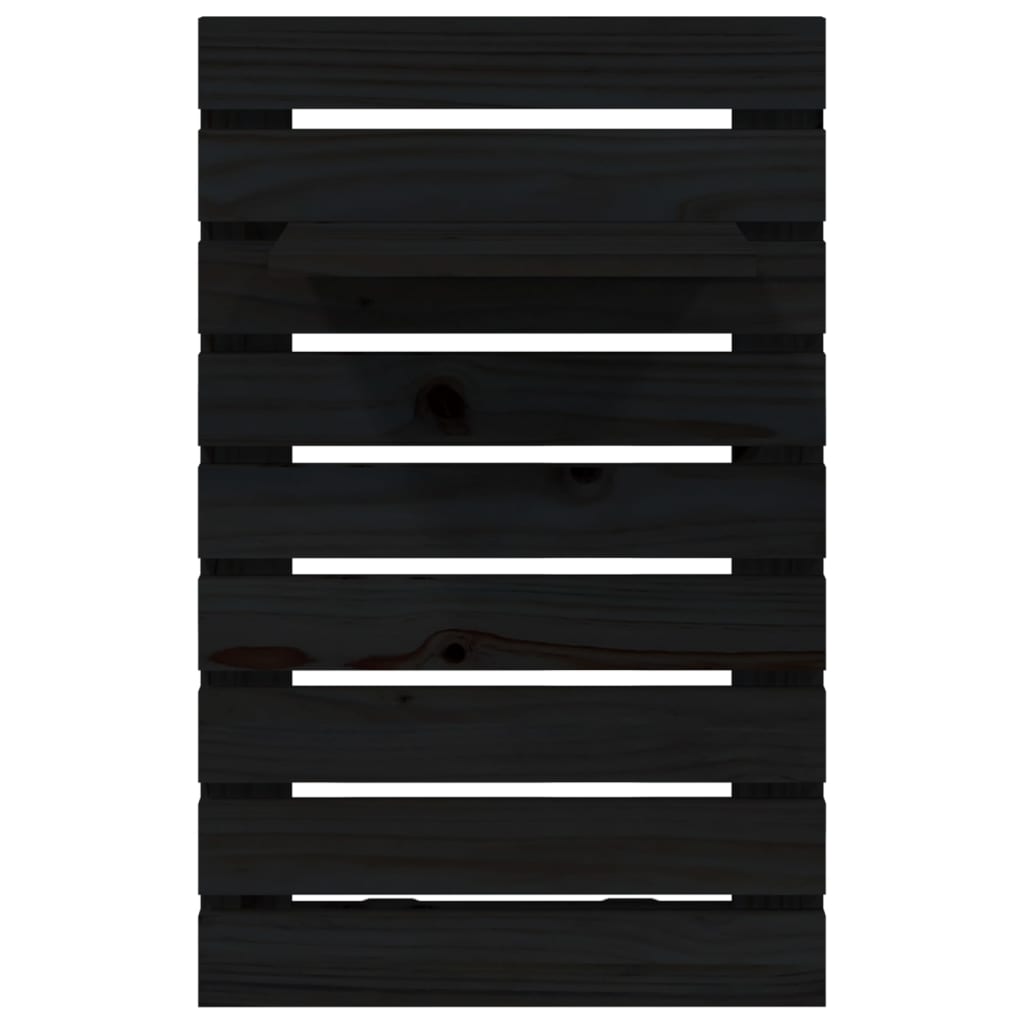 Wall shelves for bedside, 2 pcs, black, solid pine