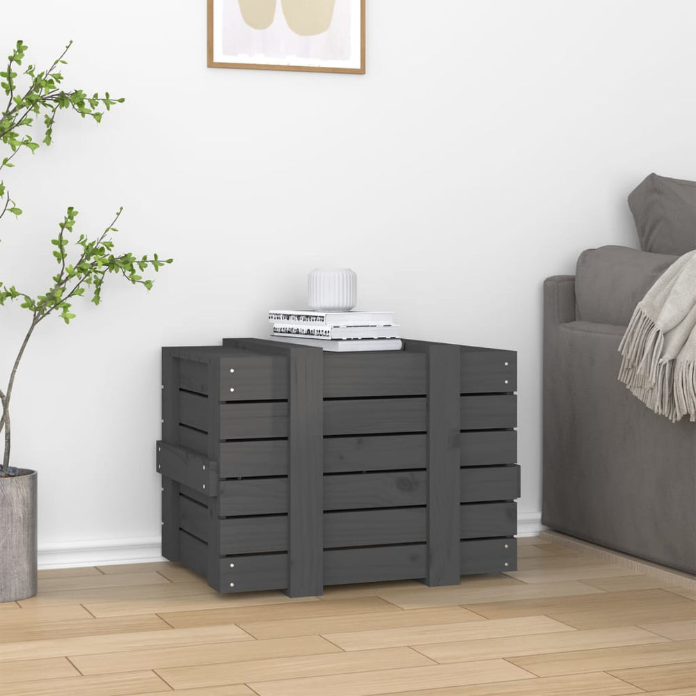 Storage box, grey, 58x40.5x42cm, solid pine