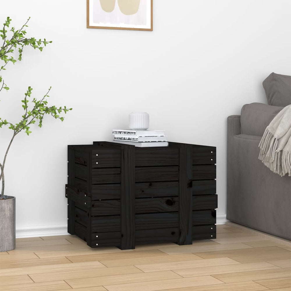 Storage box, black, 58x40.5x42cm, solid pine wood