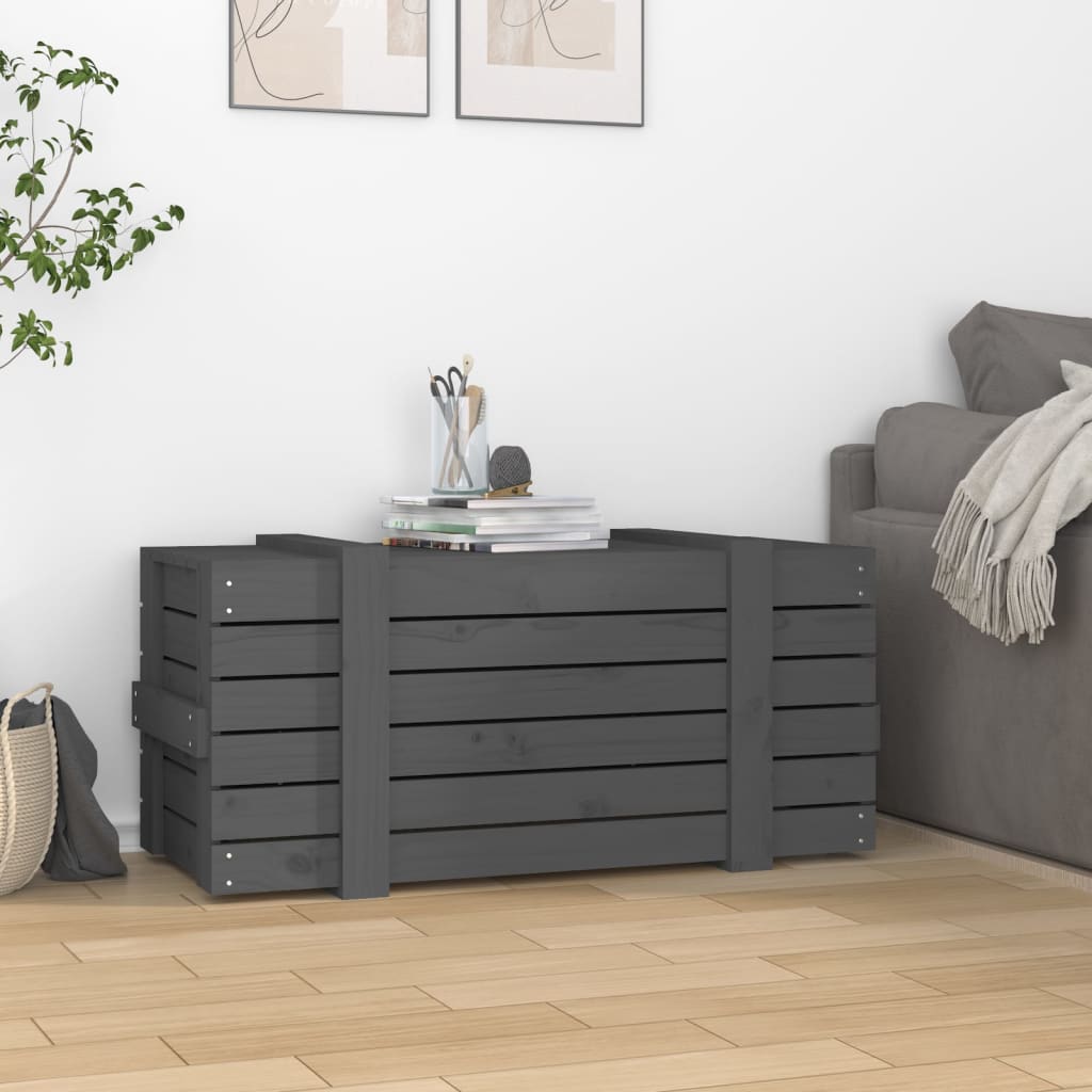 Uzglabāšanas kaste, pelēka, 91x40,5x42cm, priedes masīvkoks