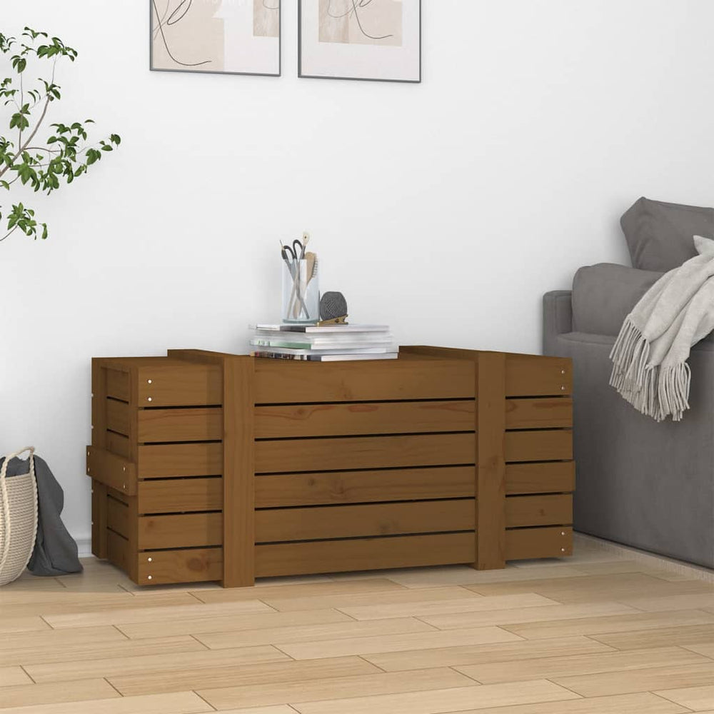 Storage box, honey brown, 91x40.5x42cm, solid pine