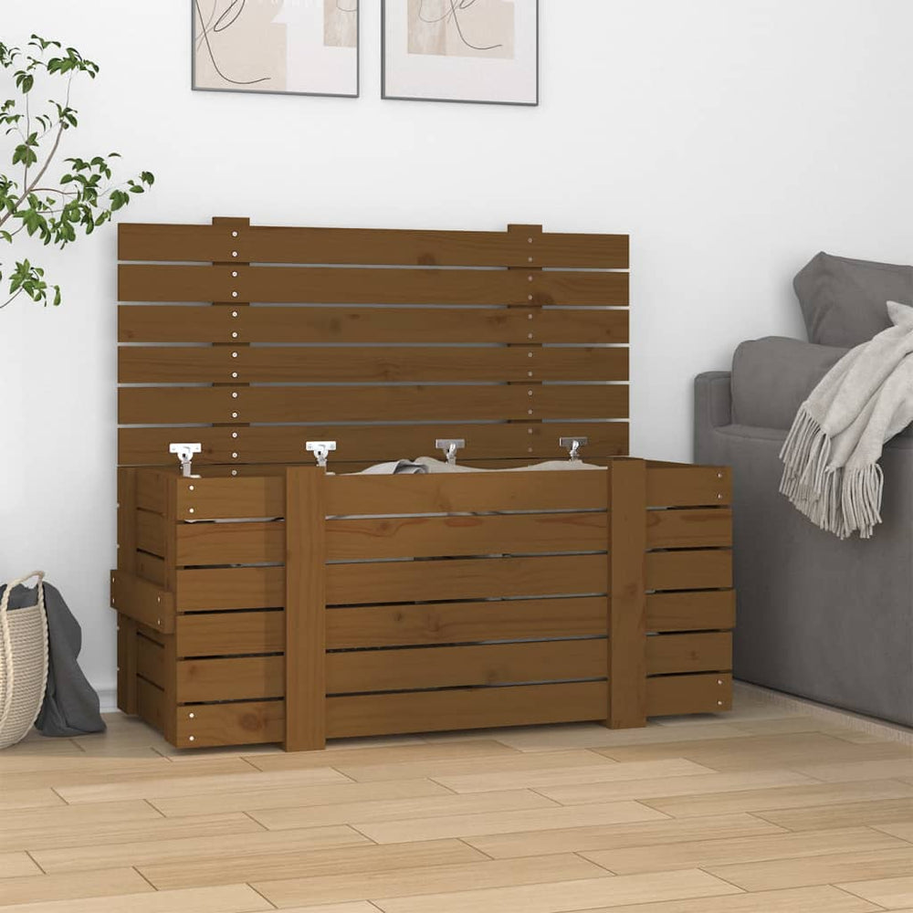 Storage box, honey brown, 91x40.5x42cm, solid pine