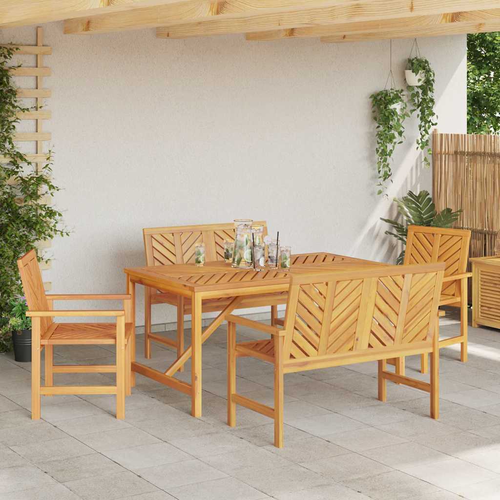 Sodo valgomojo komplektas 5 pcs Ruda Kietos akacijos mediena