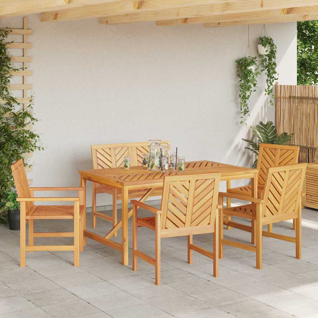 Sodo valgomojo komplektas 6 pcs Ruda Kietos akacijos mediena