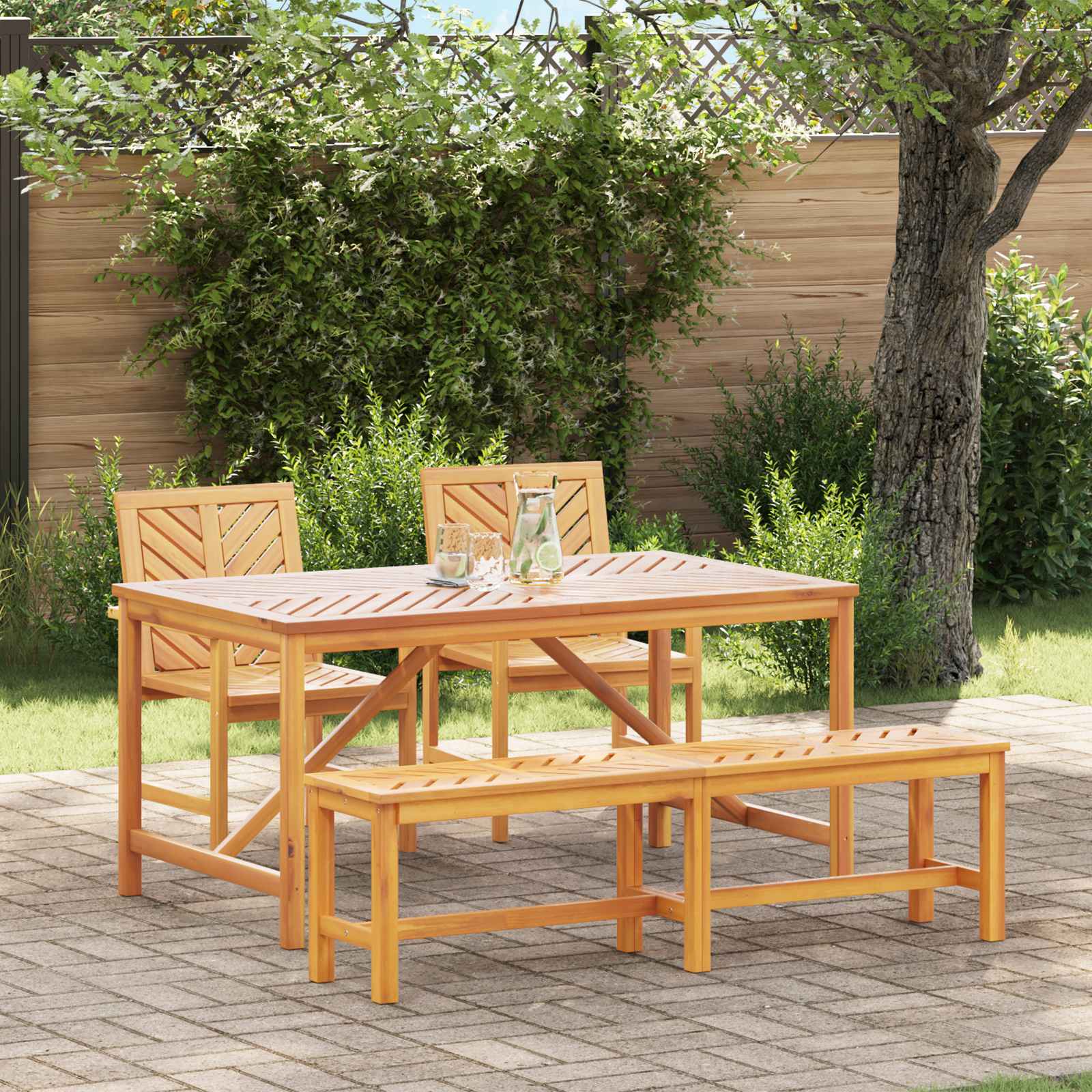 Garden Dining Set 4 pcs Brown 150 x 90 x 74 cm