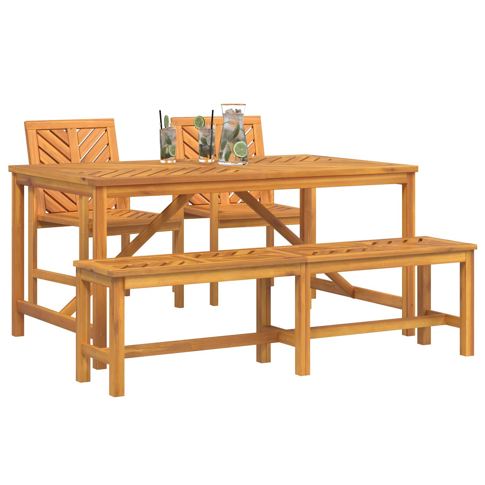 Garden Dining Set 4 pcs Brown 150 x 90 x 74 cm