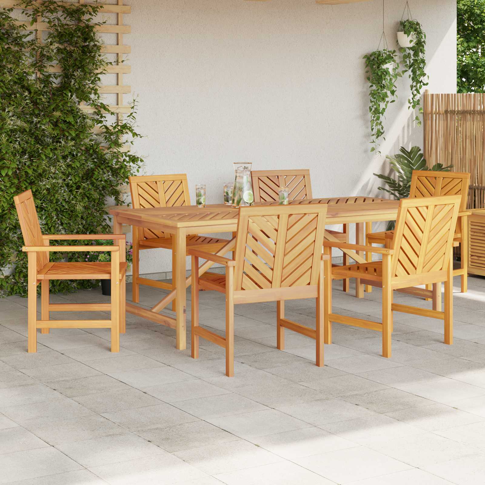 Sodo valgomojo komplektas 7 pcs Ruda Kietos akacijos mediena