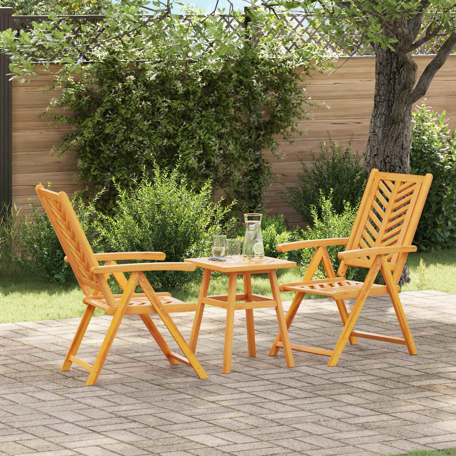 Sodo Bistro Rinkinys 3 pcs Ruda akacijos medienos masyvas