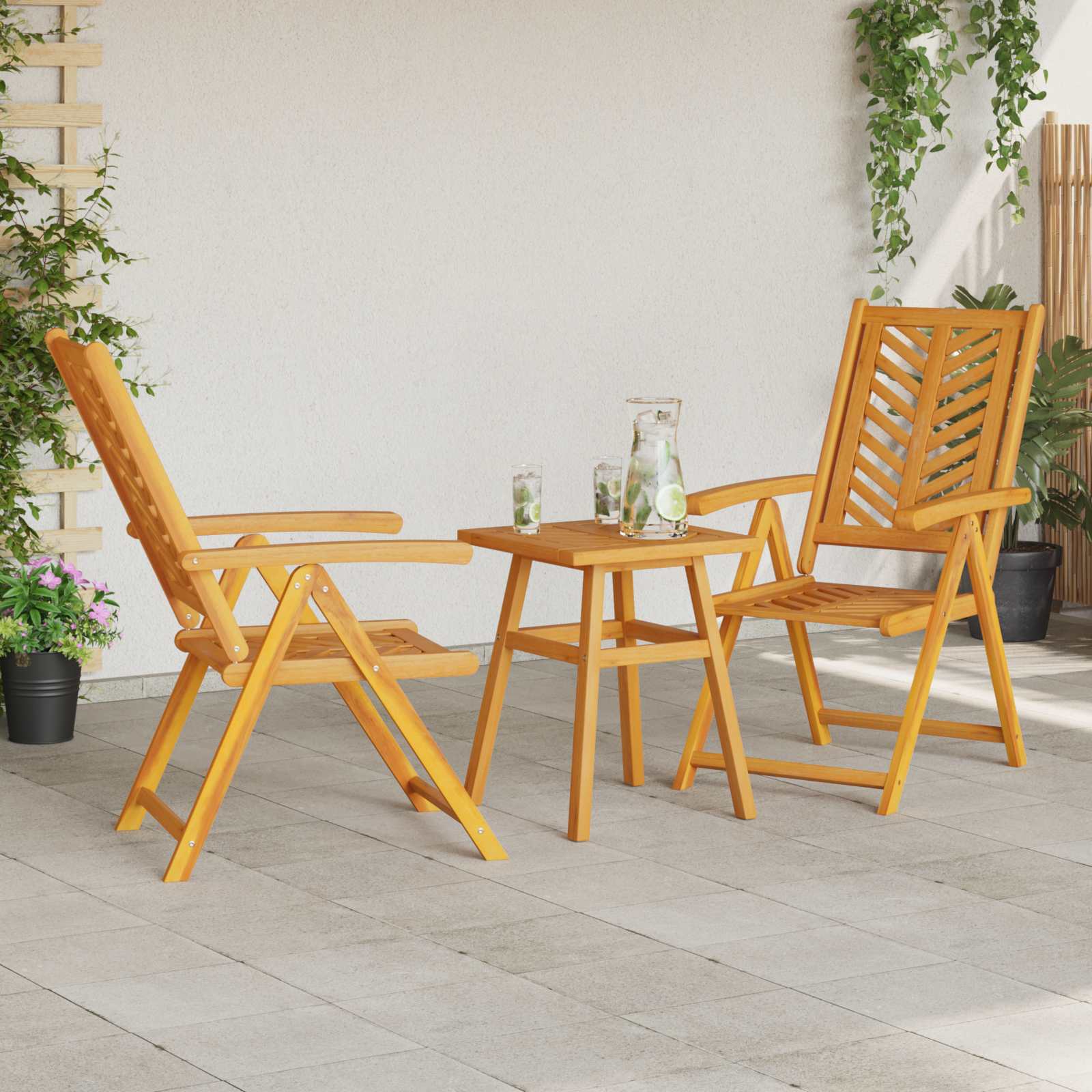 Sodo Bistro Rinkinys 3 pcs Ruda akacijos medienos masyvas