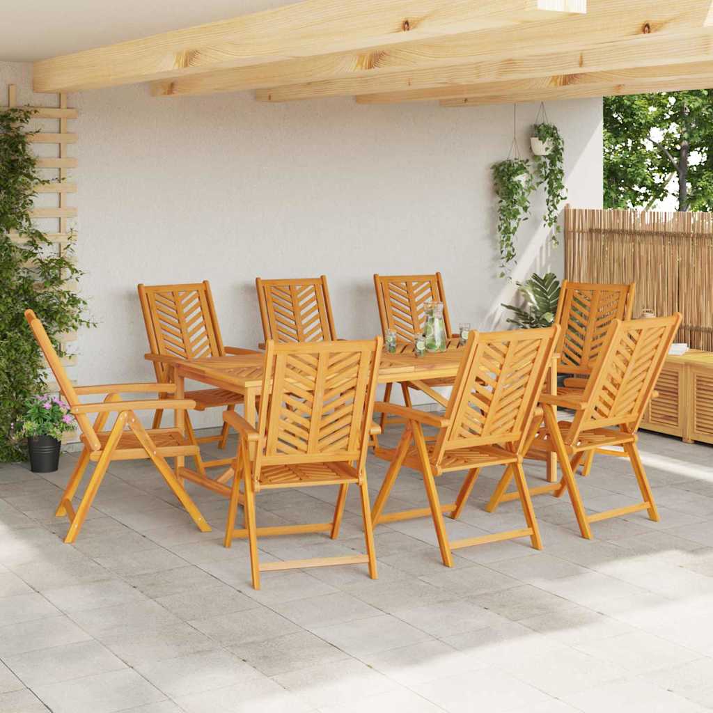 Sodo valgomojo komplektas 9 pcs Ruda Kietos akacijos mediena