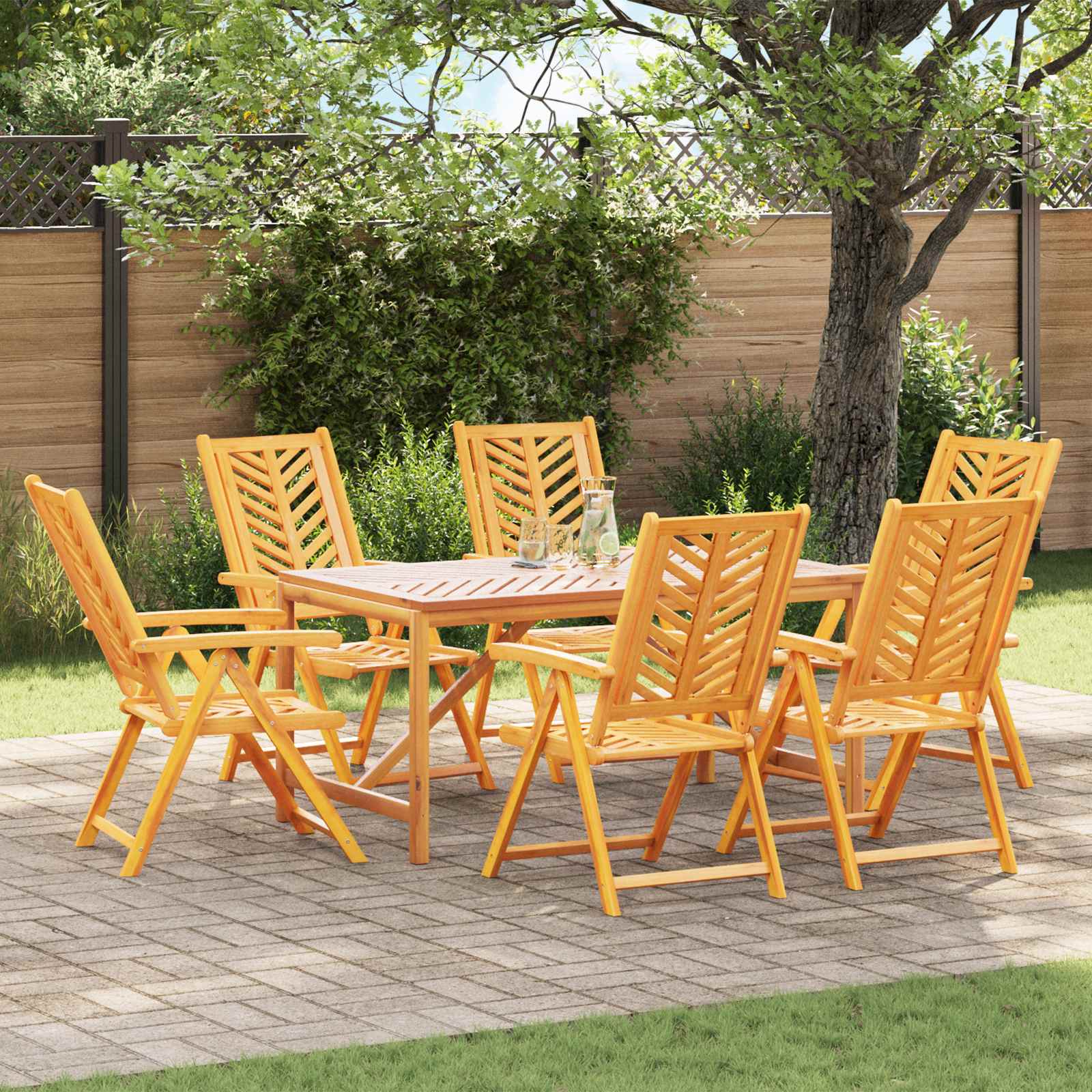Sodo Kėdė 6 pcs Ruda 57 x 72 x 109 cm Kietos akacijos mediena