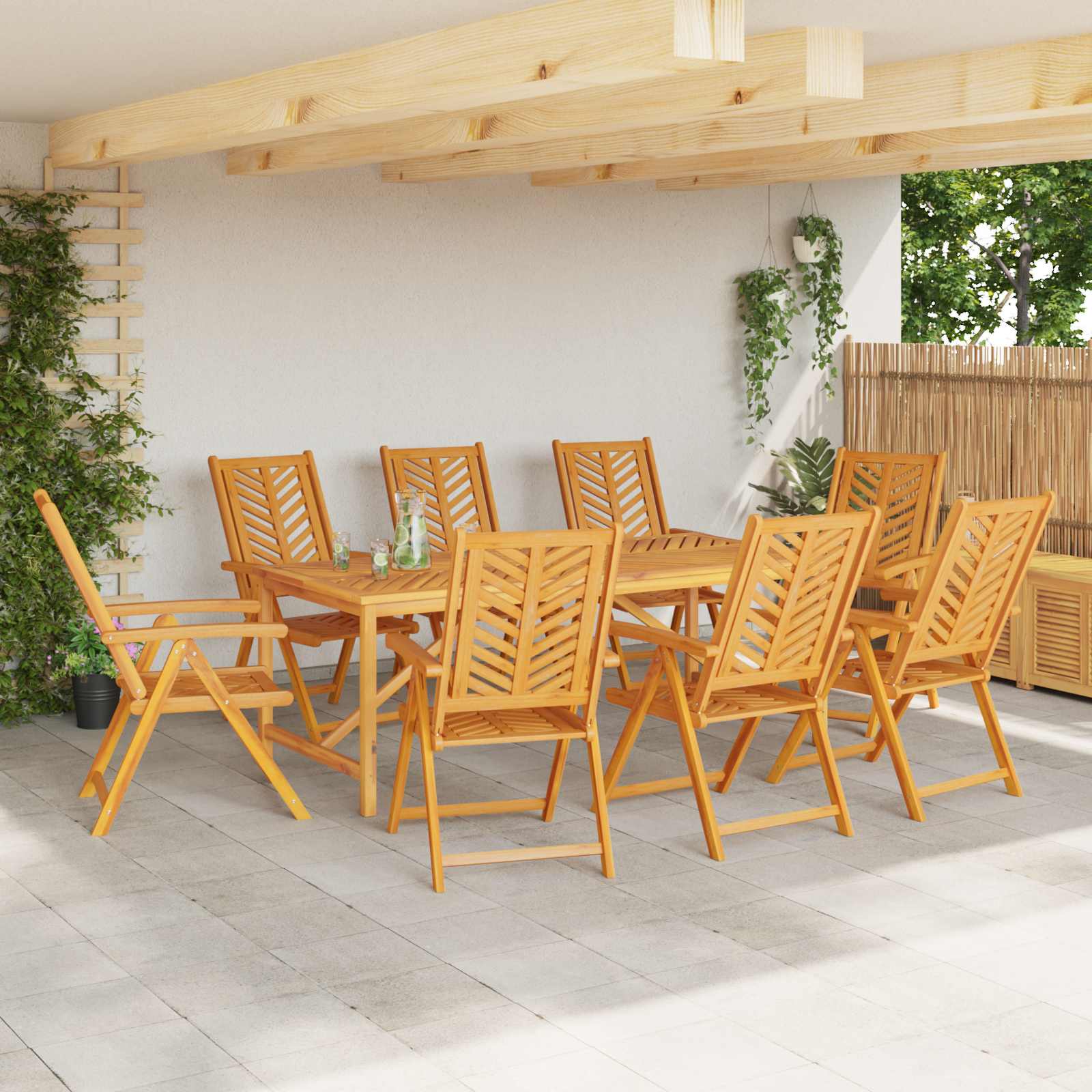 Sodo Kėdė 8 pcs Ruda 57 x 72 x 109 cm Kietos akacijos mediena
