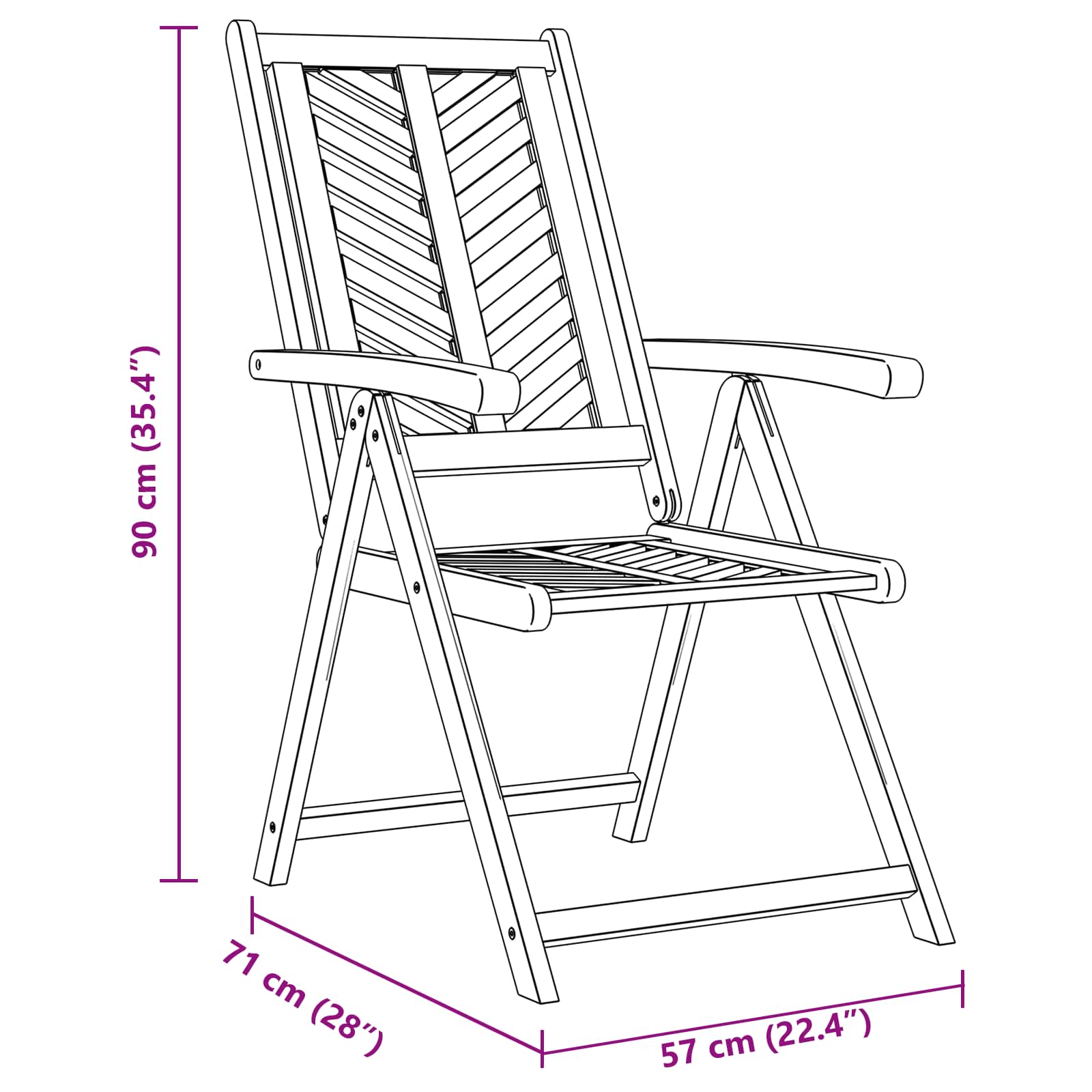 Sodo Kėdė 8 pcs Ruda 57 x 72 x 109 cm Kietos akacijos mediena