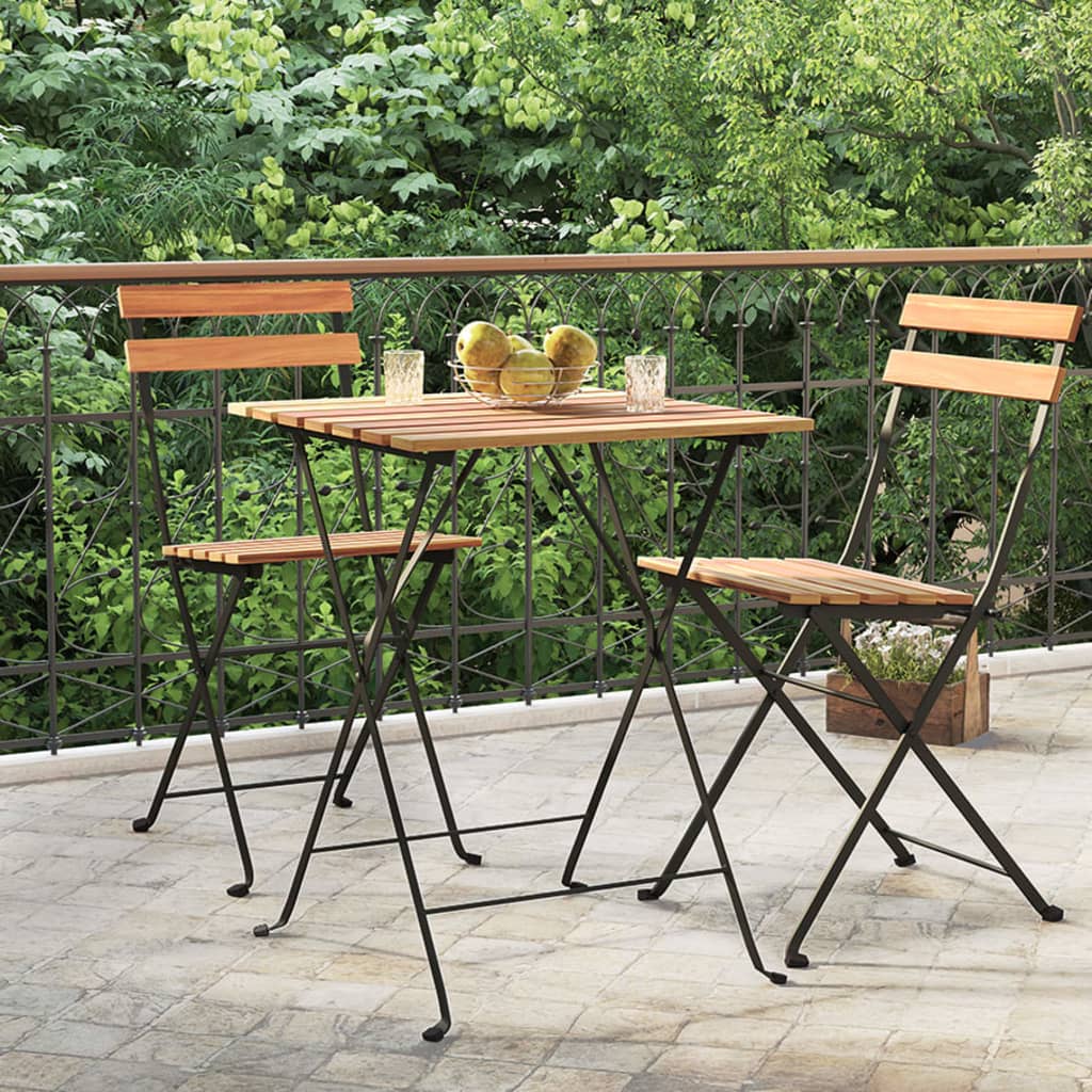 Foldable bistro table, 55x54x71cm, teak and steel