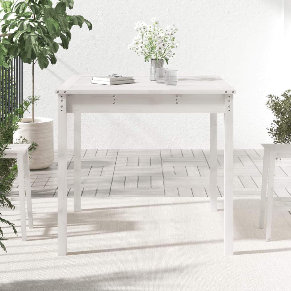 Garden table, white, 82.5x82.5x76cm, solid pine wood